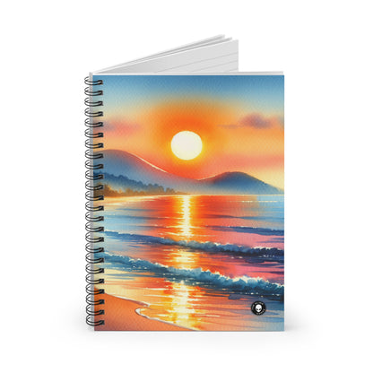 "Amanecer en la playa" - El cuaderno de espiral alienígena (línea reglada) Pintura de acuarela