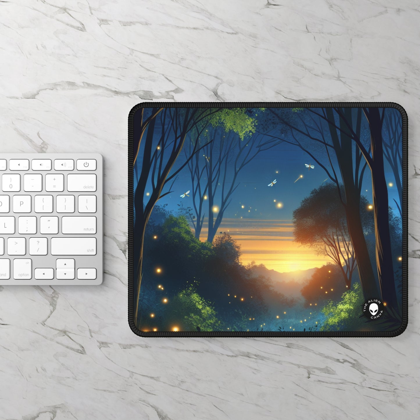 "Enchanted Dusk: Fireflies in the Forest" - The Alien Gaming Mouse Pad