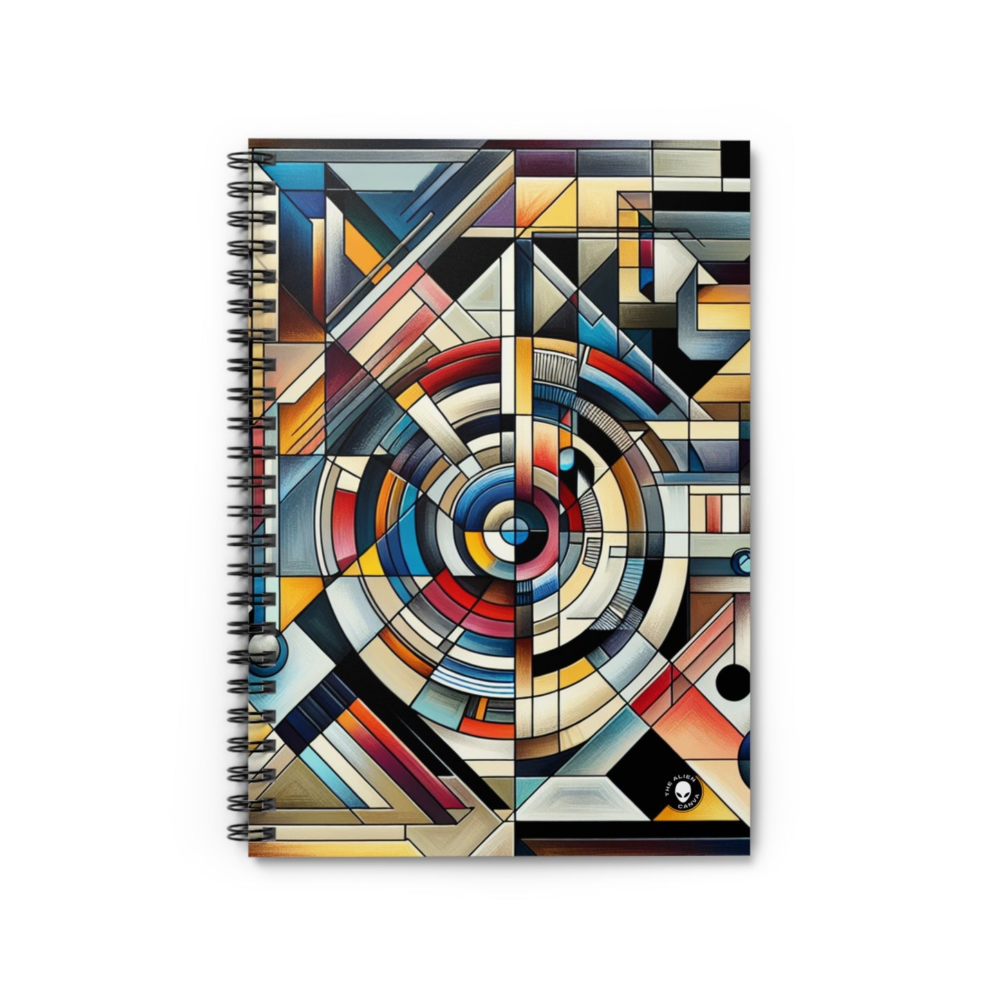 "City Lights: Geometric Nightfall" - The Alien Spiral Notebook (Ruled Line) Geometric Abstraction