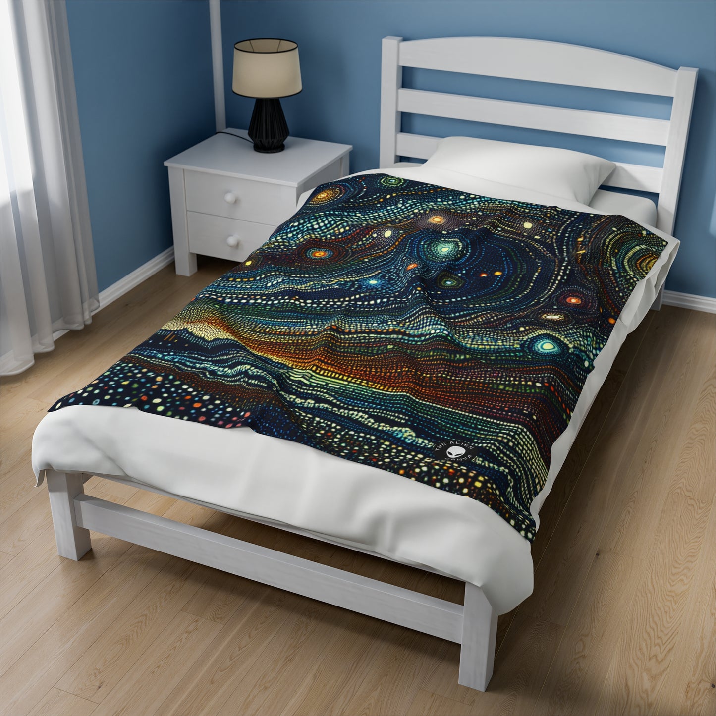 "Starry Dots: A Celestial Mosaic" - The Alien Velveteen Plush Blanket Pointillism