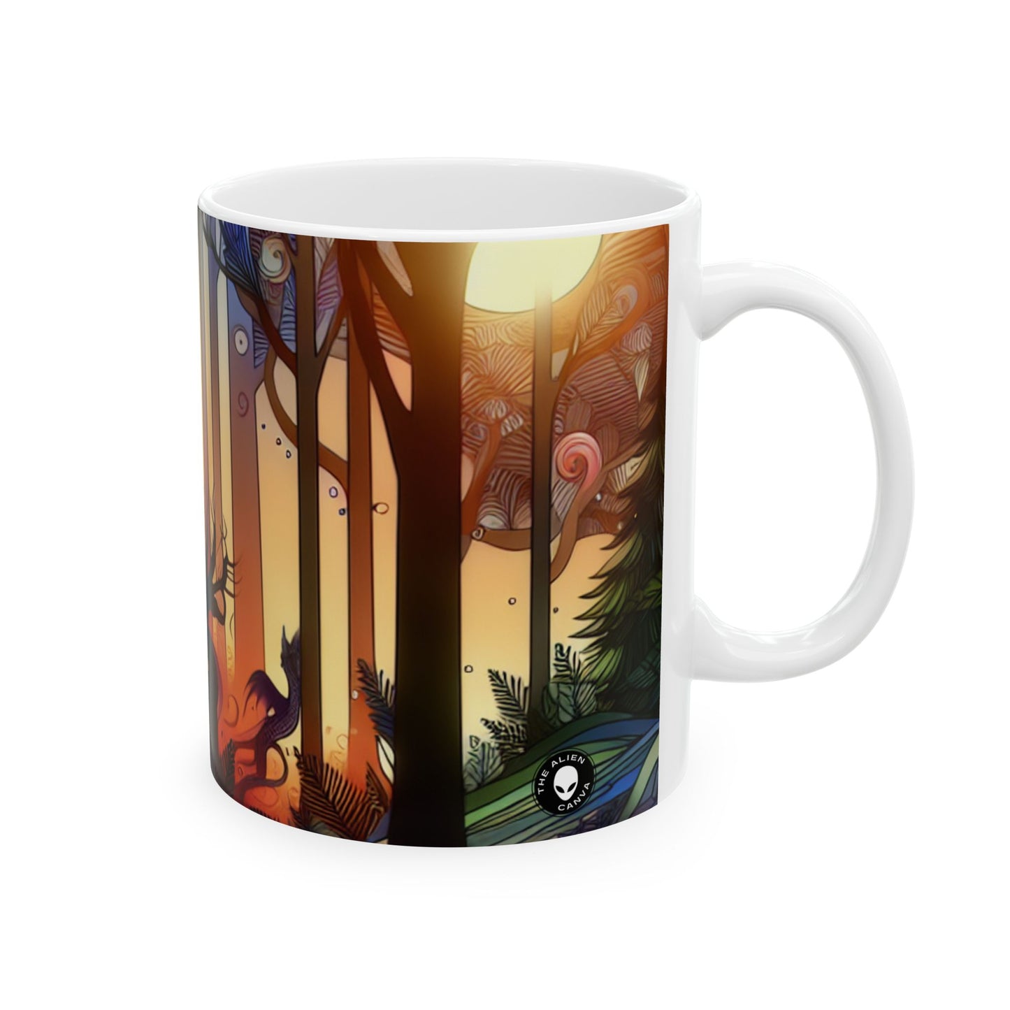 « Crépuscule mystique : créatures de la forêt » – Tasse en céramique Alien 11 oz