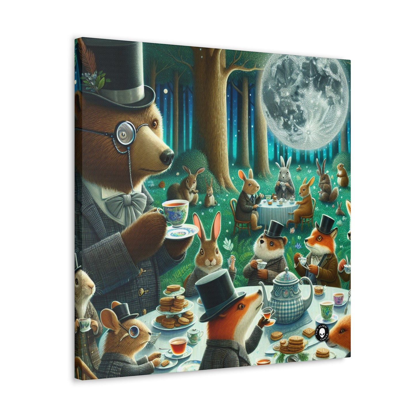 "Enchanted Moonlit Tea Party in the Forest" - The Alien Canva