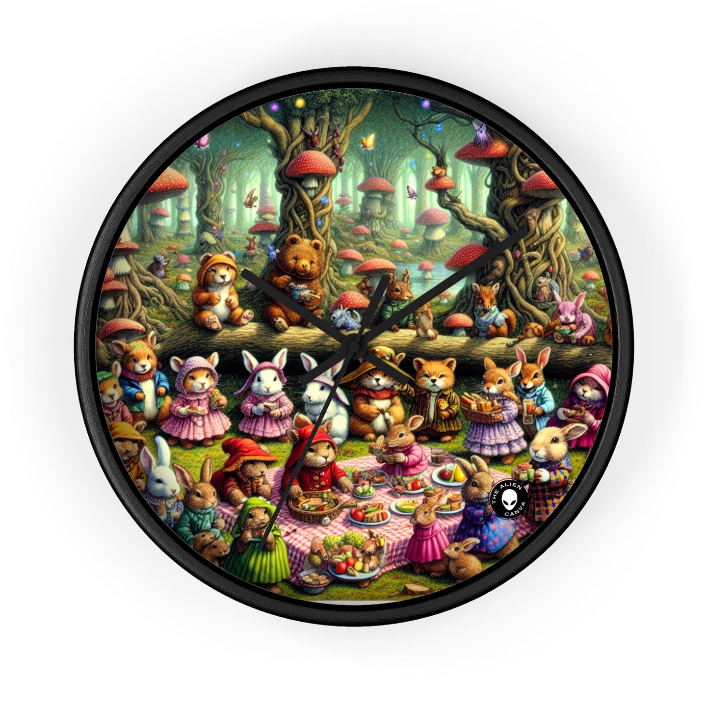 "Fantastical Forest Picnic: Animal Fashion Show" - The Alien Wall Clock