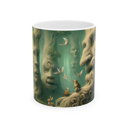 "Bosque susurrante encantado" - Taza de cerámica alienígena de 11 oz