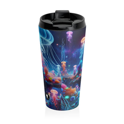 "Neon Jellyfish Fantasia: A Surreal Underwater Odyssey" - The Alien Stainless Steel Travel Mug