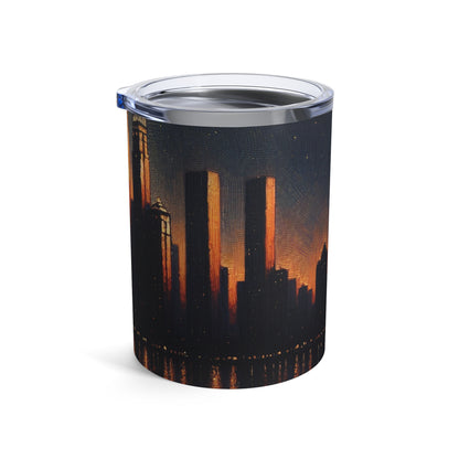 "The City Aglow" - The Alien Tumbler 10oz Post-Impressionism Style