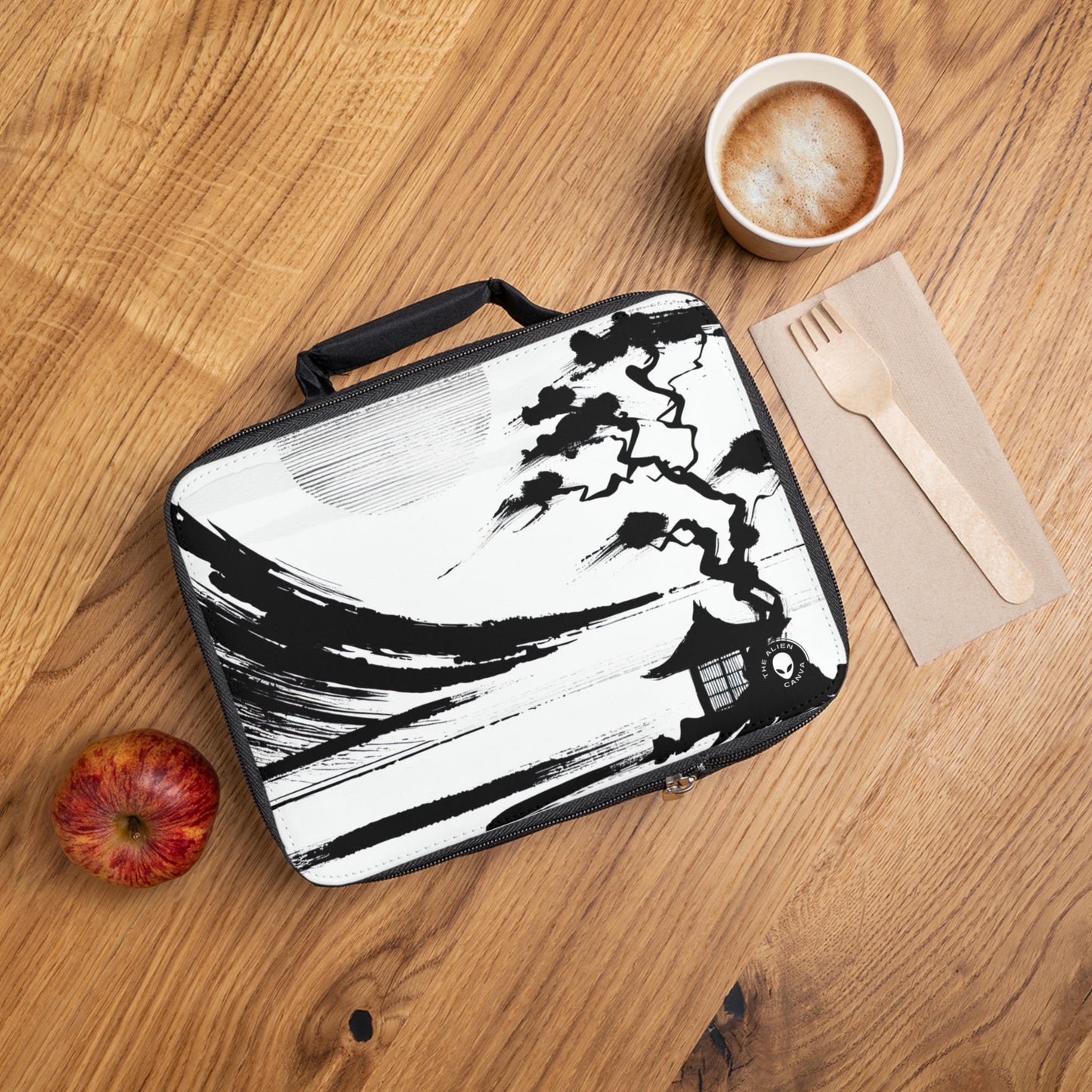 "Armonía del viento y el agua: una pintura con tinta zen" - La bolsa de almuerzo alienígena Pintura con tinta zen