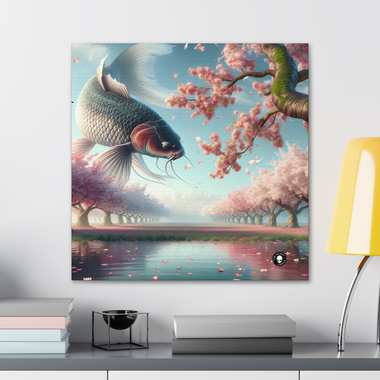 « Poissons koï dans les fleurs de cerisier : la beauté de la nature » ​​– The Alien Canva