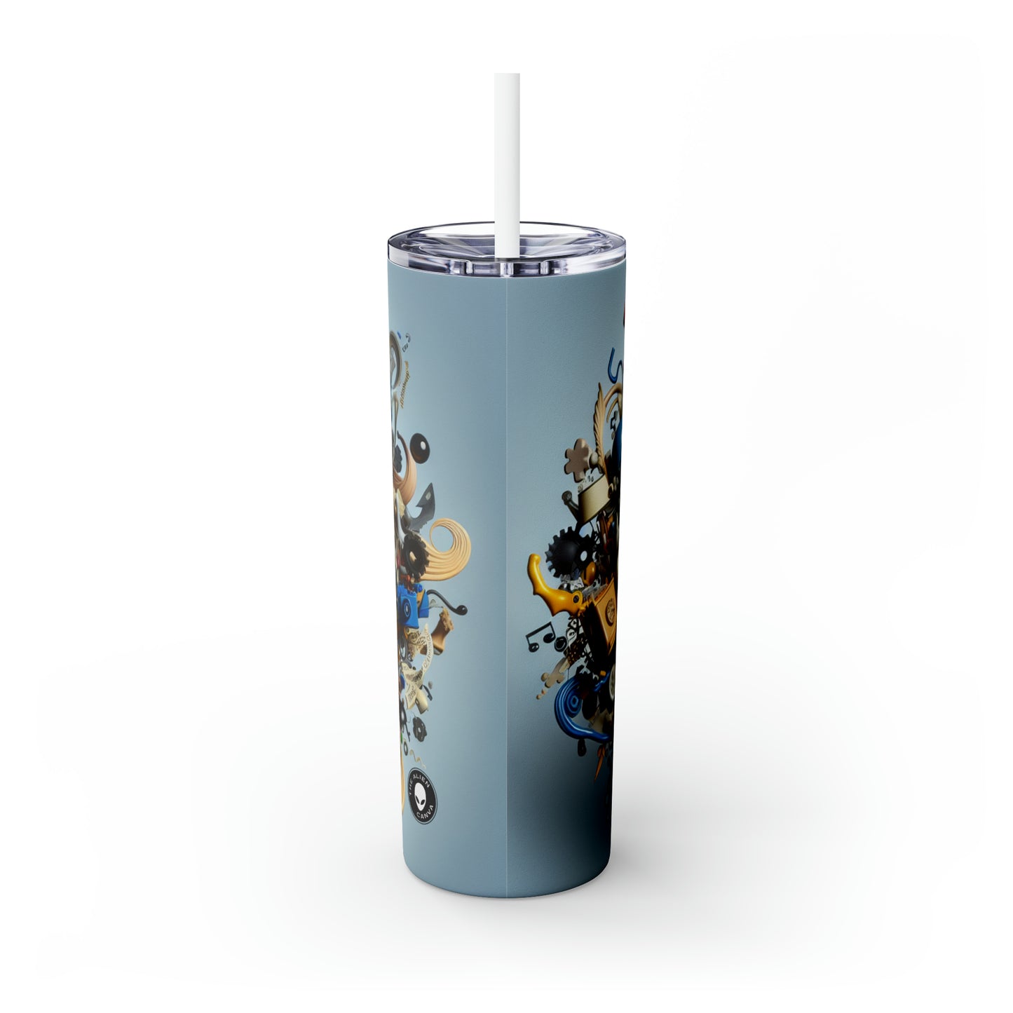 "Fusion surréaliste : création d'un poème visuel" - The Alien Maars® Skinny Tumbler avec paille 20oz Dadaïsme