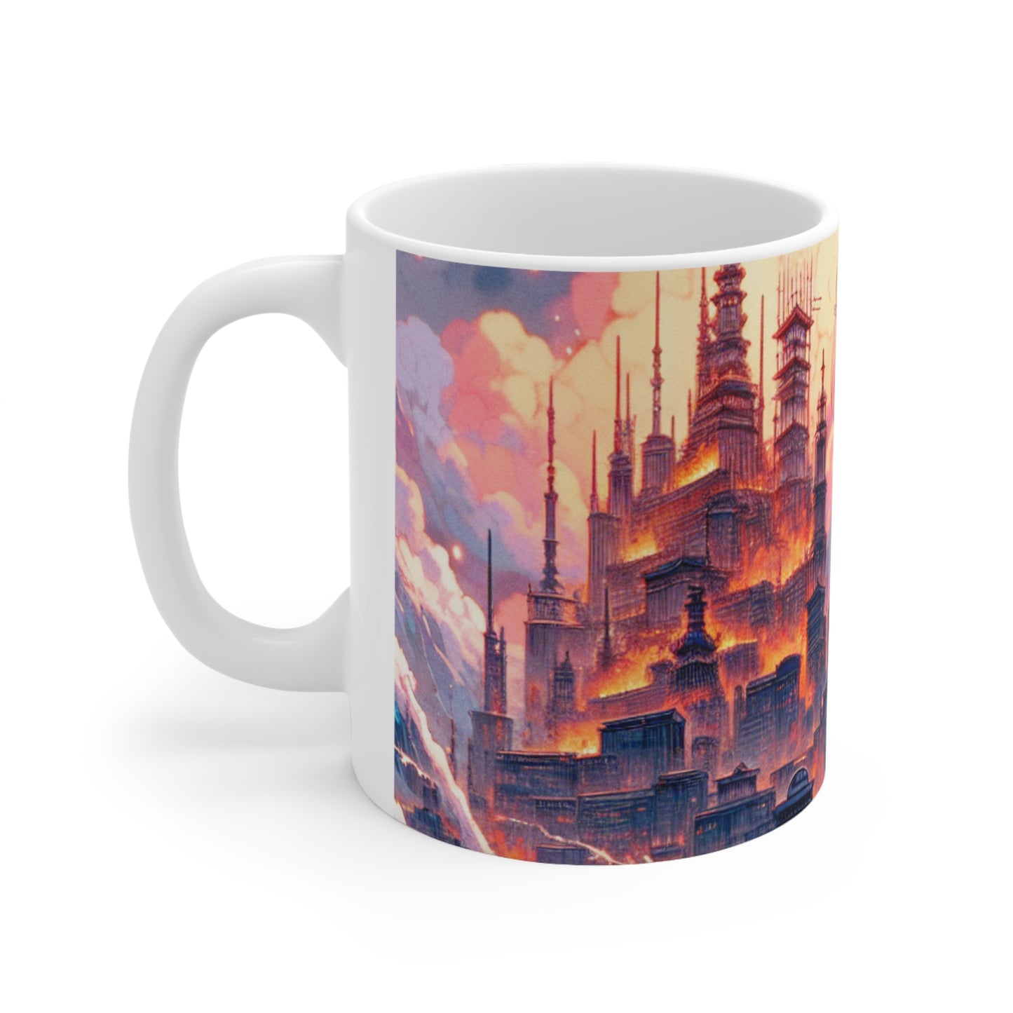 Título: "Swords ablaze: The Elemental Duel" - Taza de cerámica The Alien 11oz Manga/Anime Art