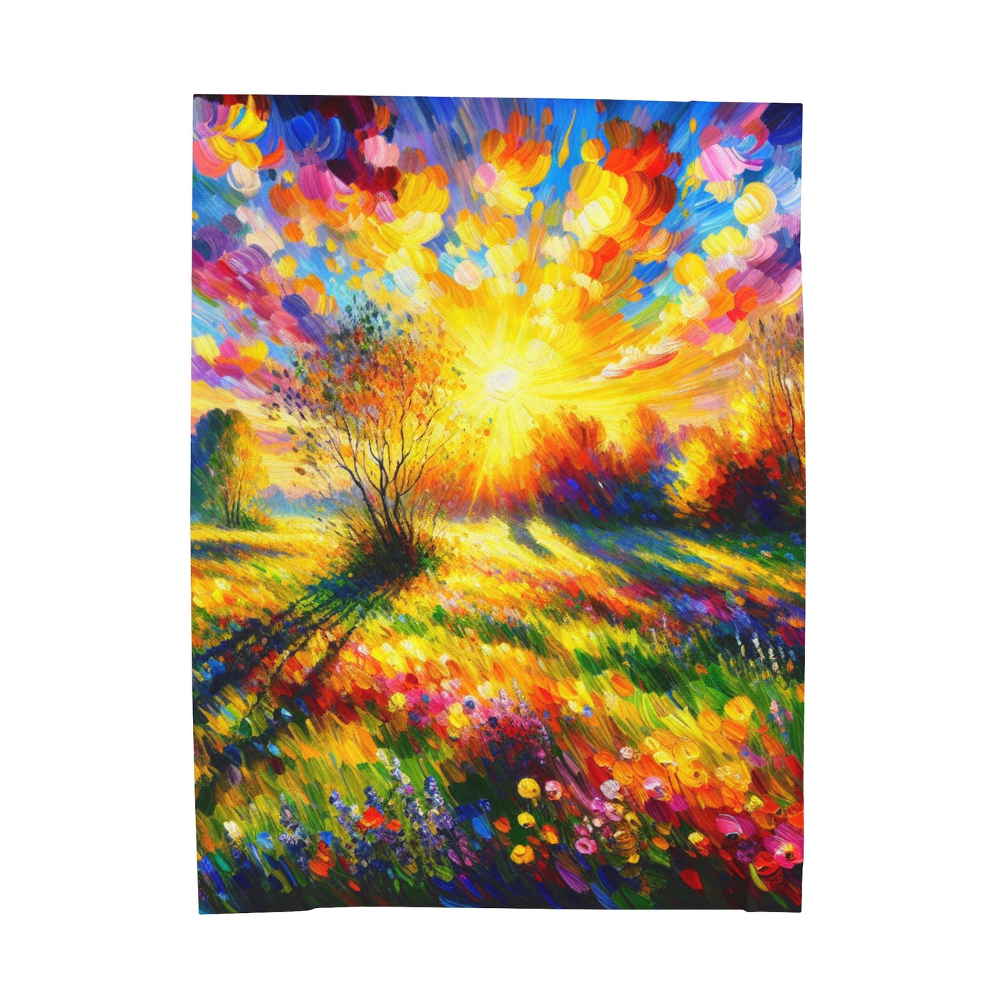"Vibrant Springtime Sky" - La manta de felpa de pana alienígena estilo fauvismo