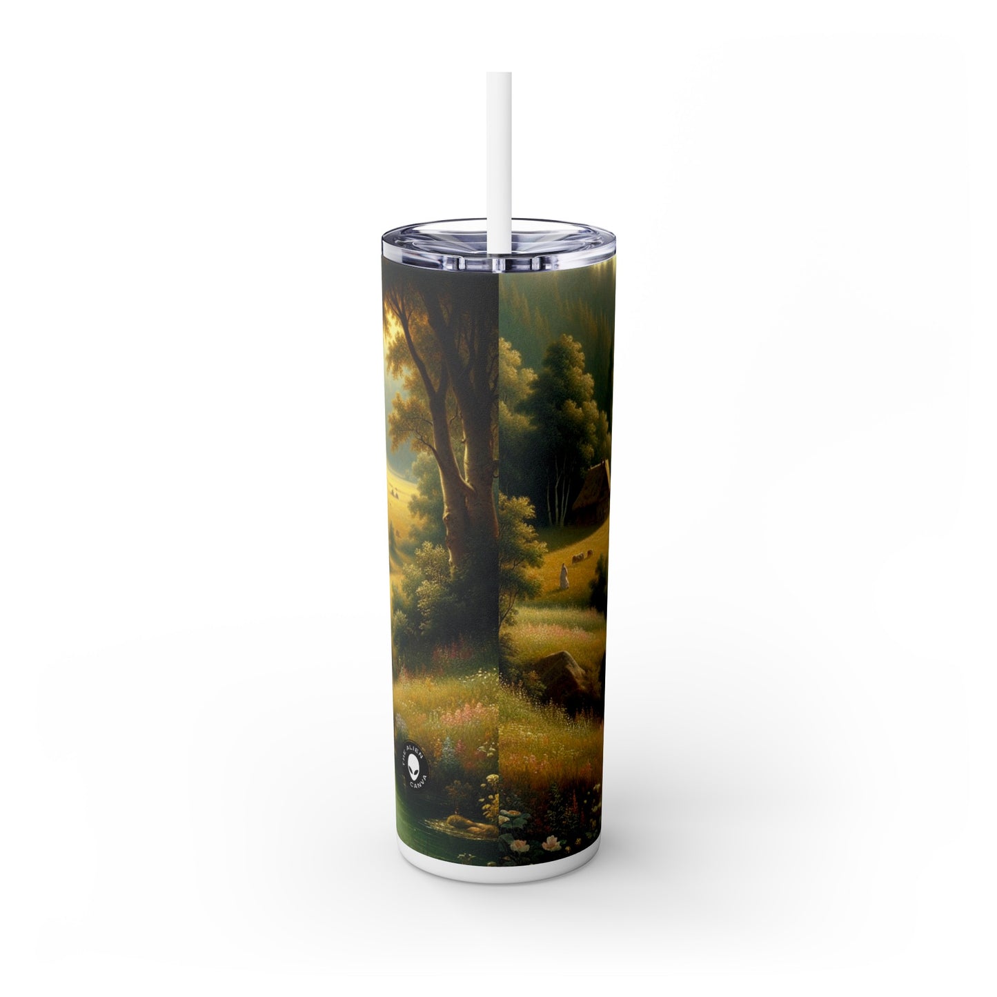 "Medieval Market: A Proto-Renaissance Scene" - The Alien Maars® Skinny Tumbler with Straw 20oz Proto-Renaissance