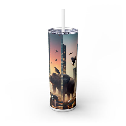 "Urban Zoology: A Surreal Cityscape" - The Alien Maars® Skinny Tumbler with Straw 20oz