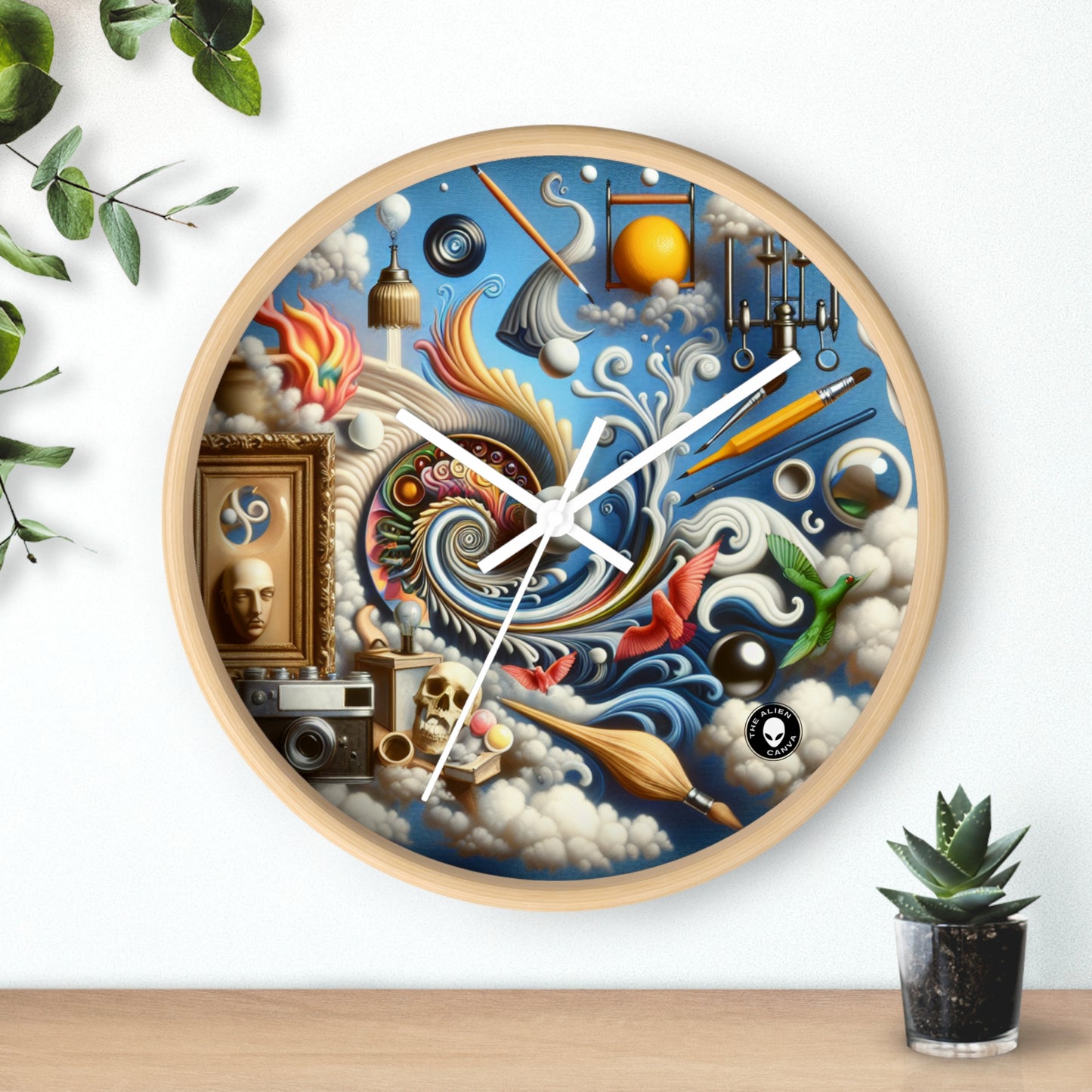 "Temporal Meltdown: Surreal Landscape" - The Alien Wall Clock Surrealism