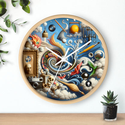 "Fusion temporelle : paysage surréaliste" - Le surréalisme de l'horloge murale extraterrestre