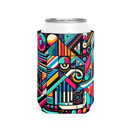 "Neon Geométrico Pop" - The Alien Can Cooler Funda Estilo Arte Contemporáneo