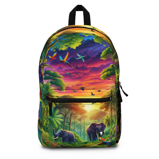 "Sundown in the Wild: A Rainbow Jungle Adventure" - The Alien Backpack