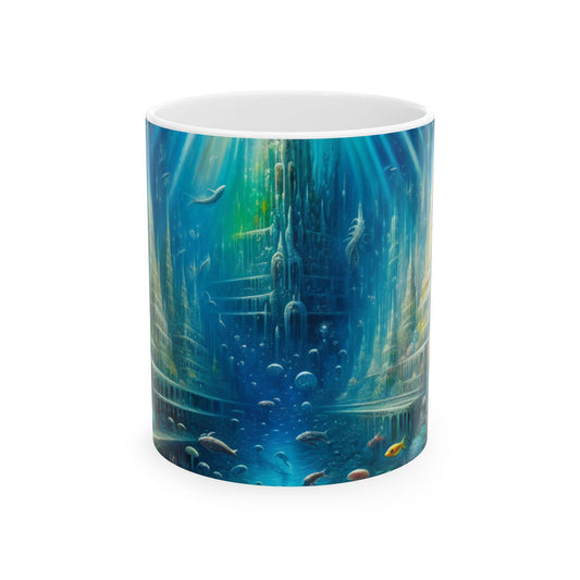 Taza de cerámica "Ciudad submarina encantada" - El extraterrestre 11oz