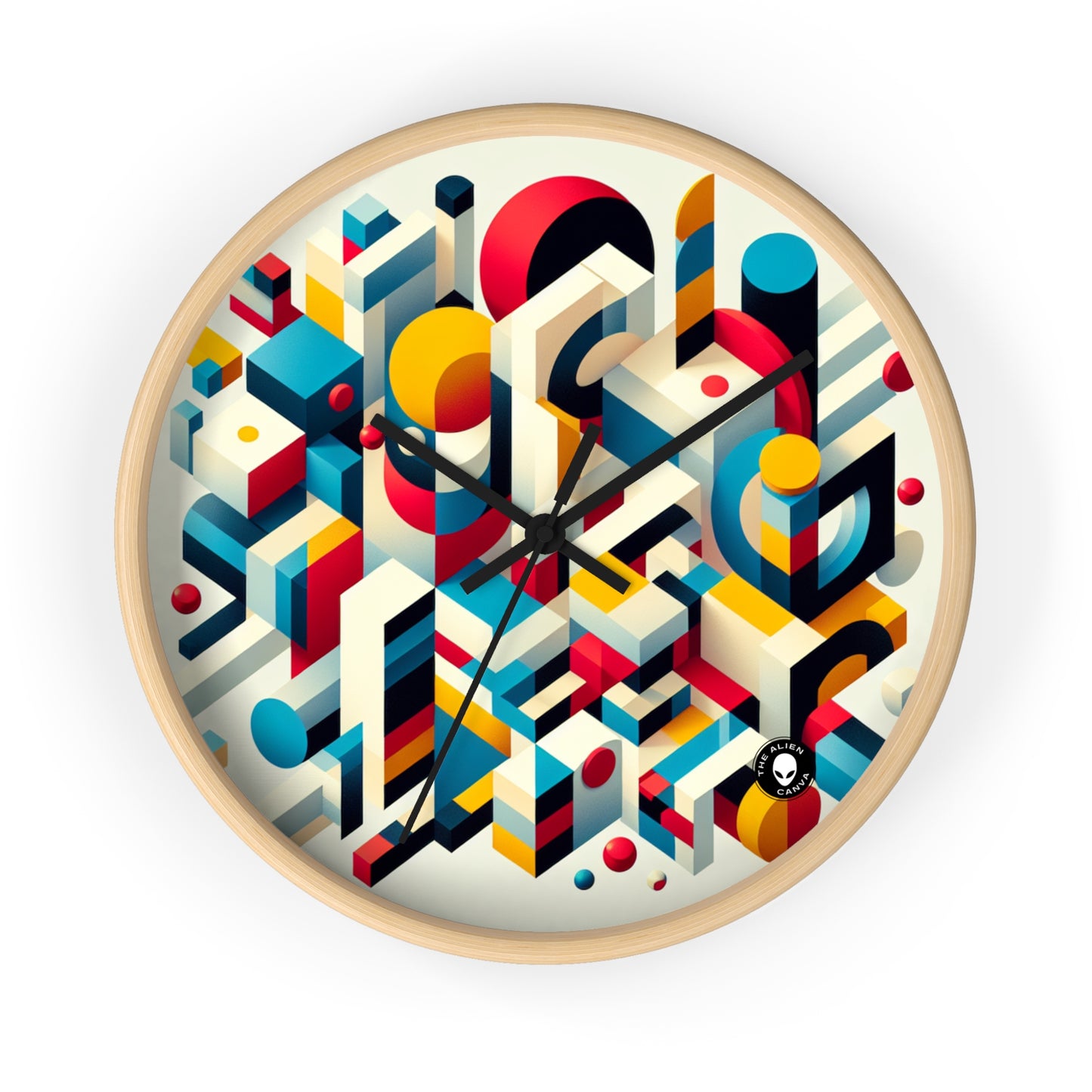 "Harmonious Balance: Geometric Abstract Art" - The Alien Wall Clock Geometric Abstraction