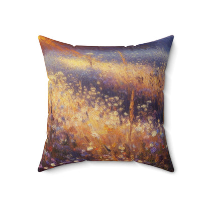 "Wildflower Sunrise" - The Alien Spun Polyester Square Pillow Impressionism Style