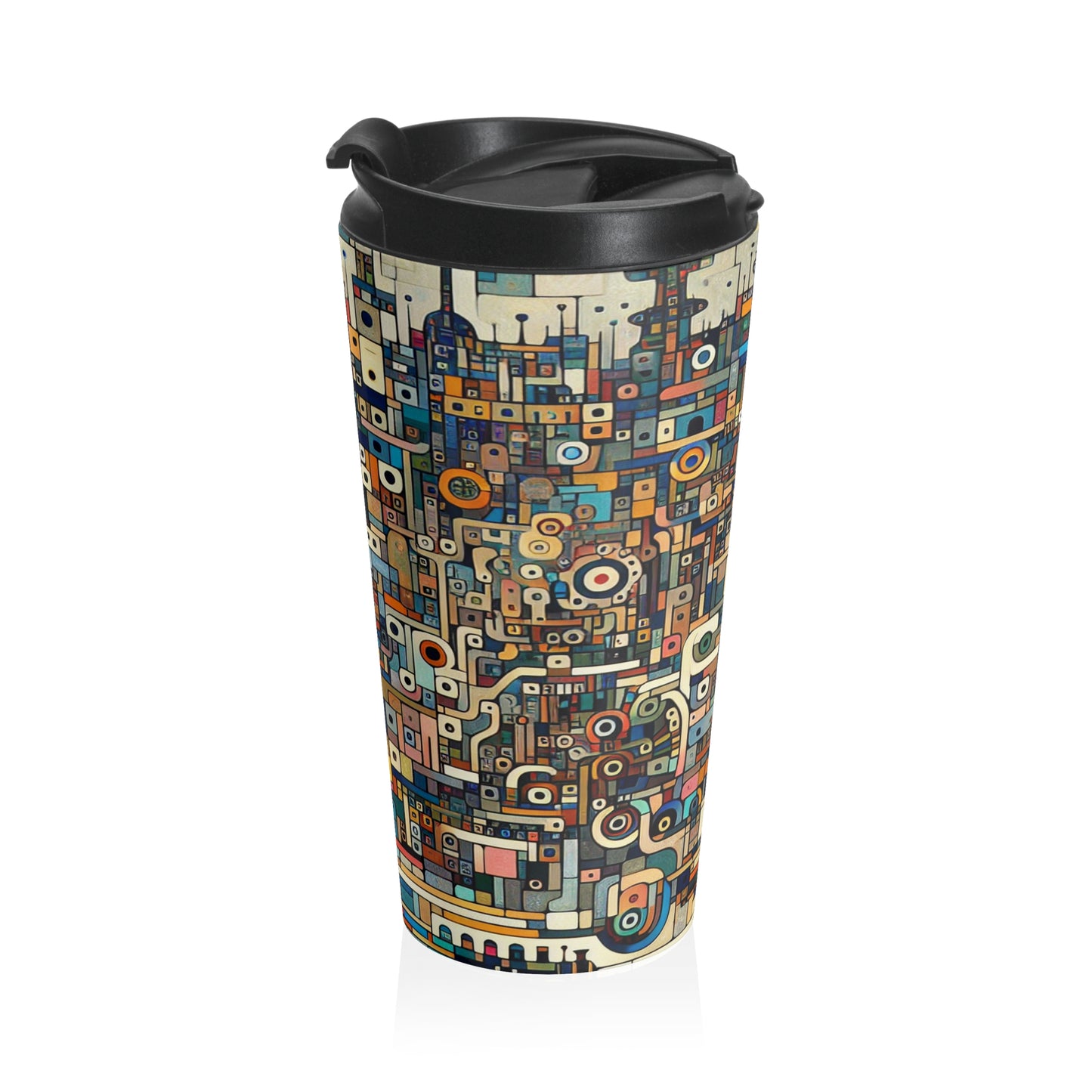 "Neon Nights: Art Brut Reflection of Urban Chaos" - The Alien Stainless Steel Travel Mug Art Brut