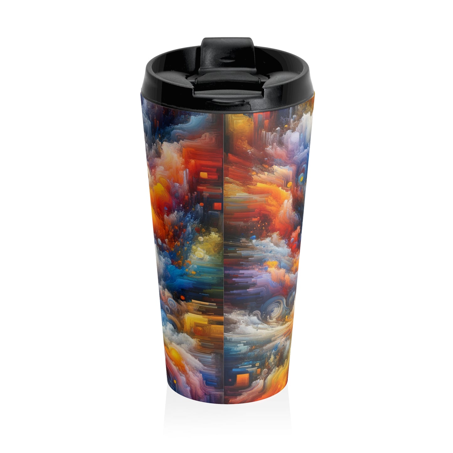 "Vibrant Chaos". - The Alien Stainless Steel Travel Mug Abstract Expressionism Style