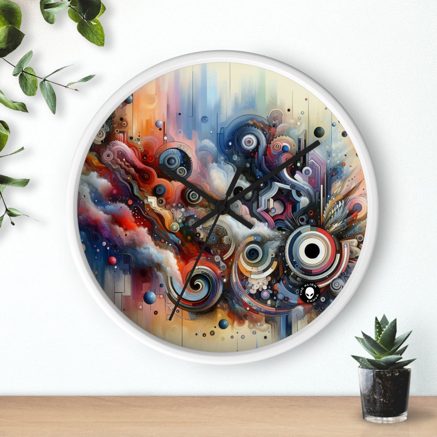 "Temporal Flux: Un viaje surrealista a través de formas abstractas y colores vibrantes" - The Alien Wall Clock Arte de vanguardia