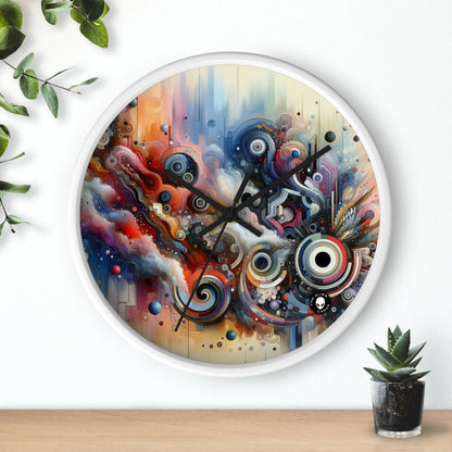 "Flux temporel : un voyage surréaliste à travers des formes abstraites et des couleurs vibrantes" - The Alien Wall Clock Avant-garde Art