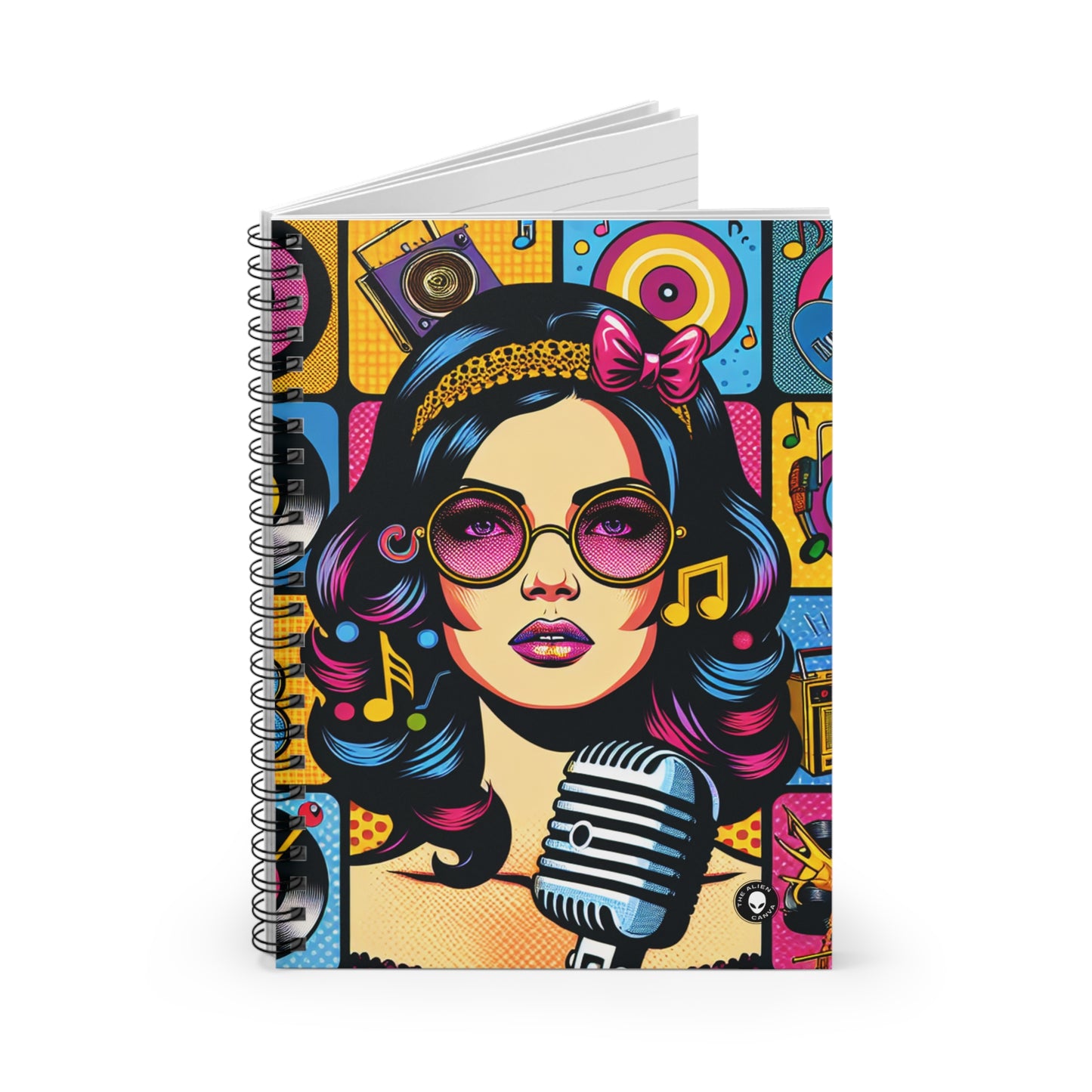 "Célébrer l'iconographie pop : un portrait rétrospectif" - The Alien Spiral Notebook (Ruled Line) Pop Art