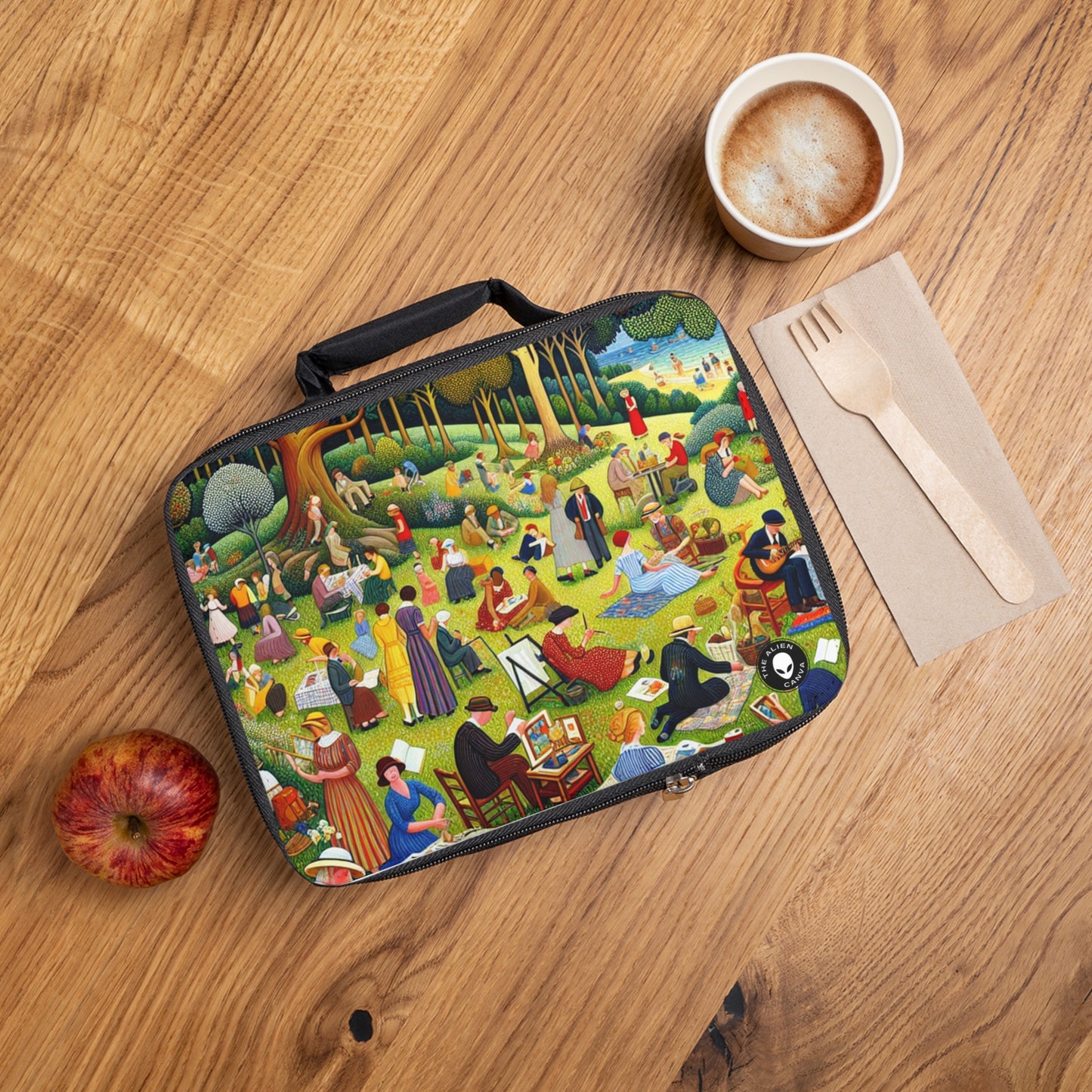 "Whimsical Village Delights"- The Alien Lunch Bag Naïve Art