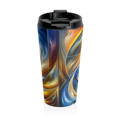 "Ascending Divinity: A Spiritual Awakening in Vibrant Geometry" - The Alien Stainless Steel Travel Mug Religious Art Style