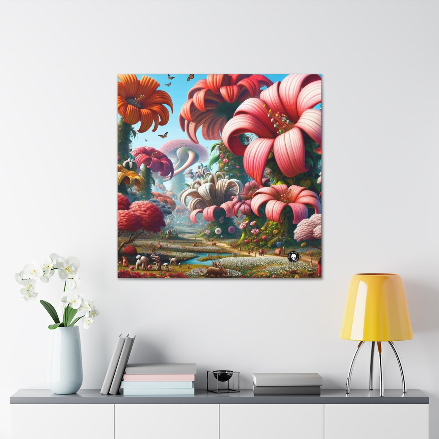 « Jardin fantaisiste : grandes fleurs et petites créatures » - The Alien Canva