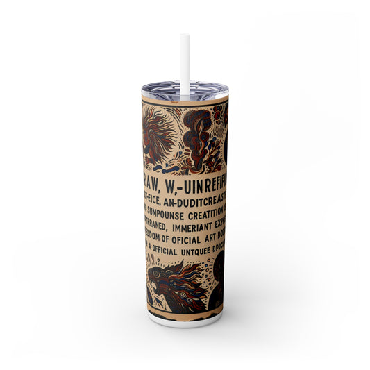"Visions of the Beyond: A Surreal Dreamscape" - The Alien Maars® Skinny Tumbler with Straw 20oz Outsider Art