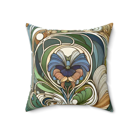 "Moonlit Enchantment: A Mystical Serenade in Art Nouveau"- The Alien Spun Polyester Square Pillow Art Nouveau