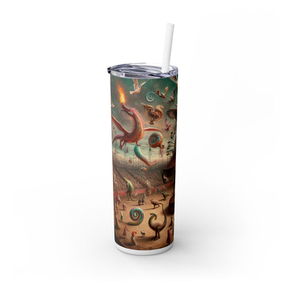 "Fantasy Circus: Where Animal Performers Entertain Mythical Attendees" - The Alien Maars® Skinny Tumbler with Straw 20oz