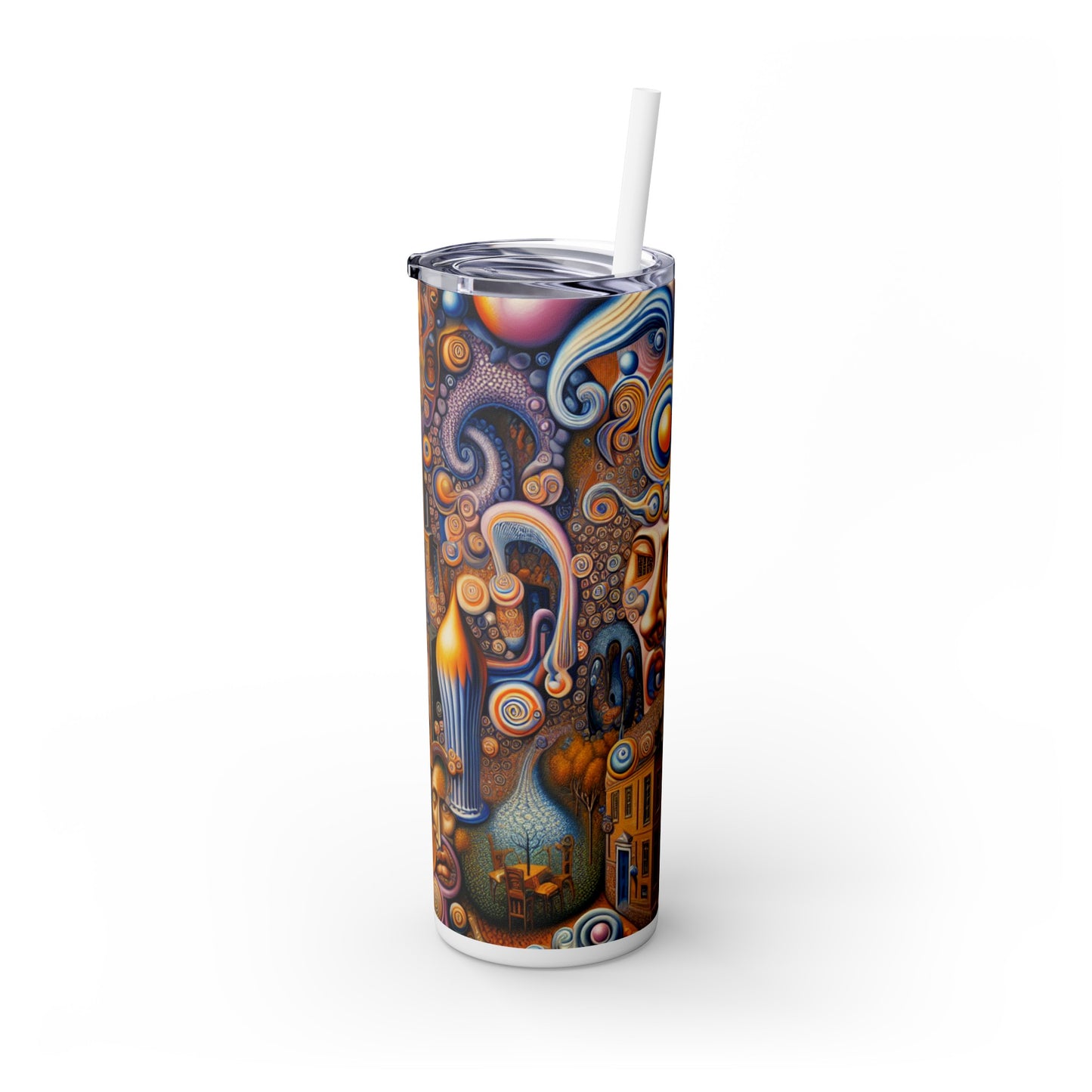 « Melted Time : A Whimsical Dance of Dreams » - The Alien Maars® Skinny Tumbler avec paille 20oz Surréalisme