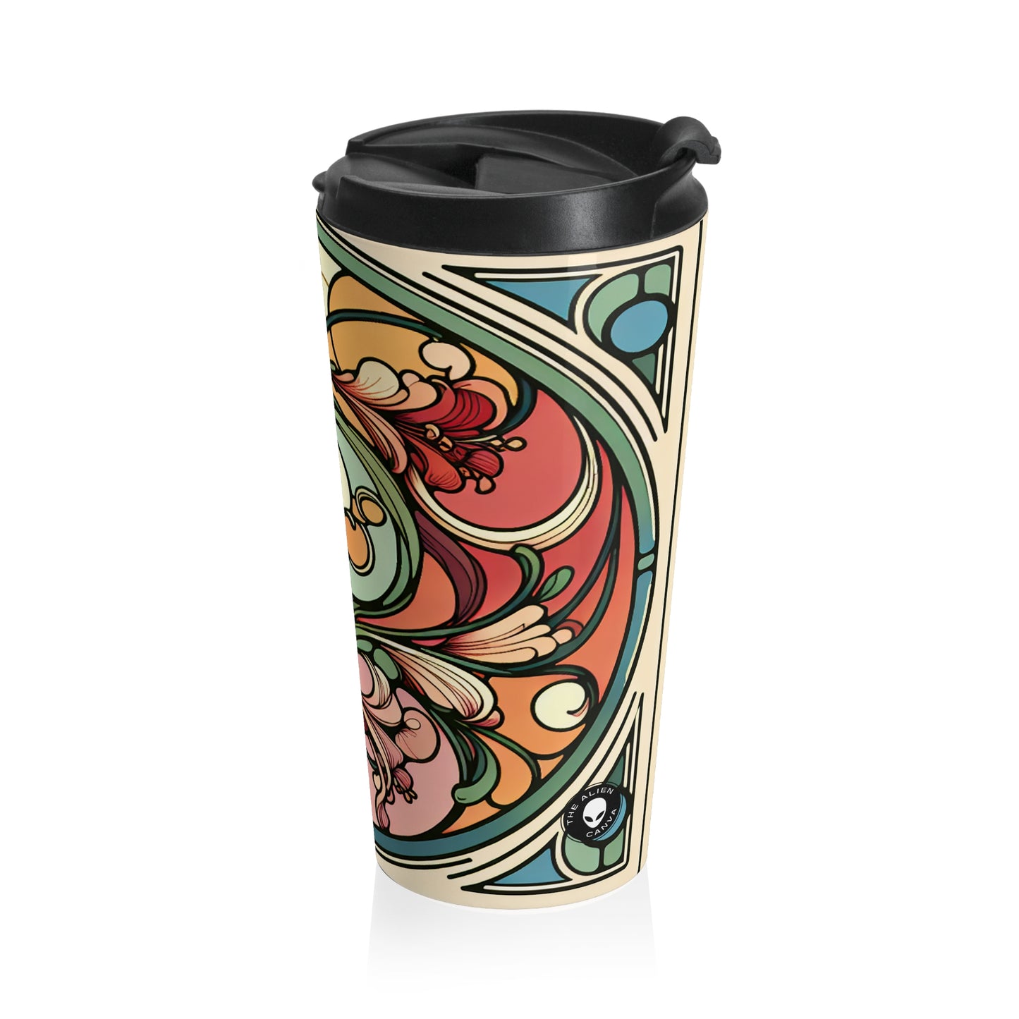 "Enchanting Depths: An Art Nouveau Ode to the Underwater Realm" - The Alien Stainless Steel Travel Mug Art Nouveau