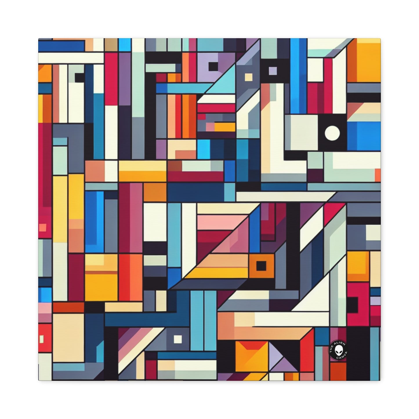 "Futuristic Cityscape: A Geometric Perception" - The Alien Canva Hard-edge Painting