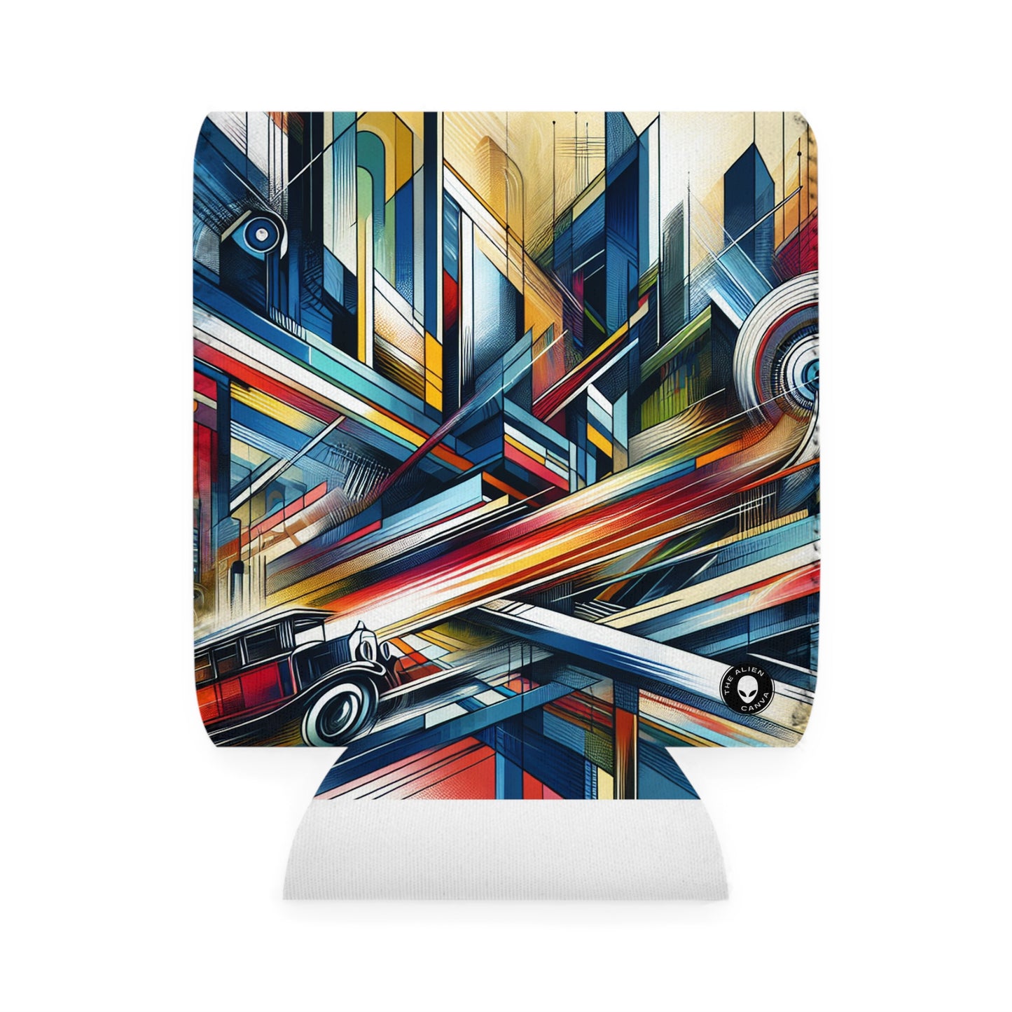 "Galactic Dream: Futuristic Neon City" - The Alien Can Cooler Sleeve Futurism