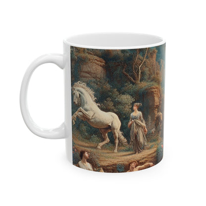 "Sunset Serenade: Un paisaje romántico" - Taza de cerámica The Alien 11oz Romanticismo