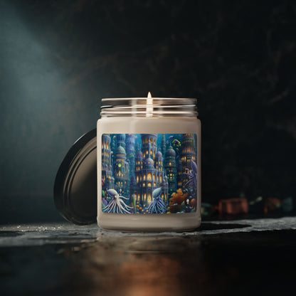 « L'Atlantide enchanteresse : une harmonie de créatures marines » - Bougie parfumée au soja Alien 9oz