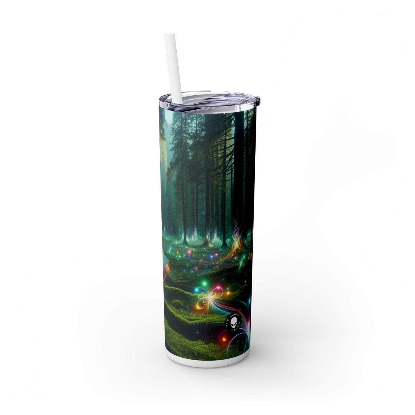 - Crystal-Enchanted Forest: A Tapestry of Light - The Alien Maars® Skinny Tumbler with Straw 20oz