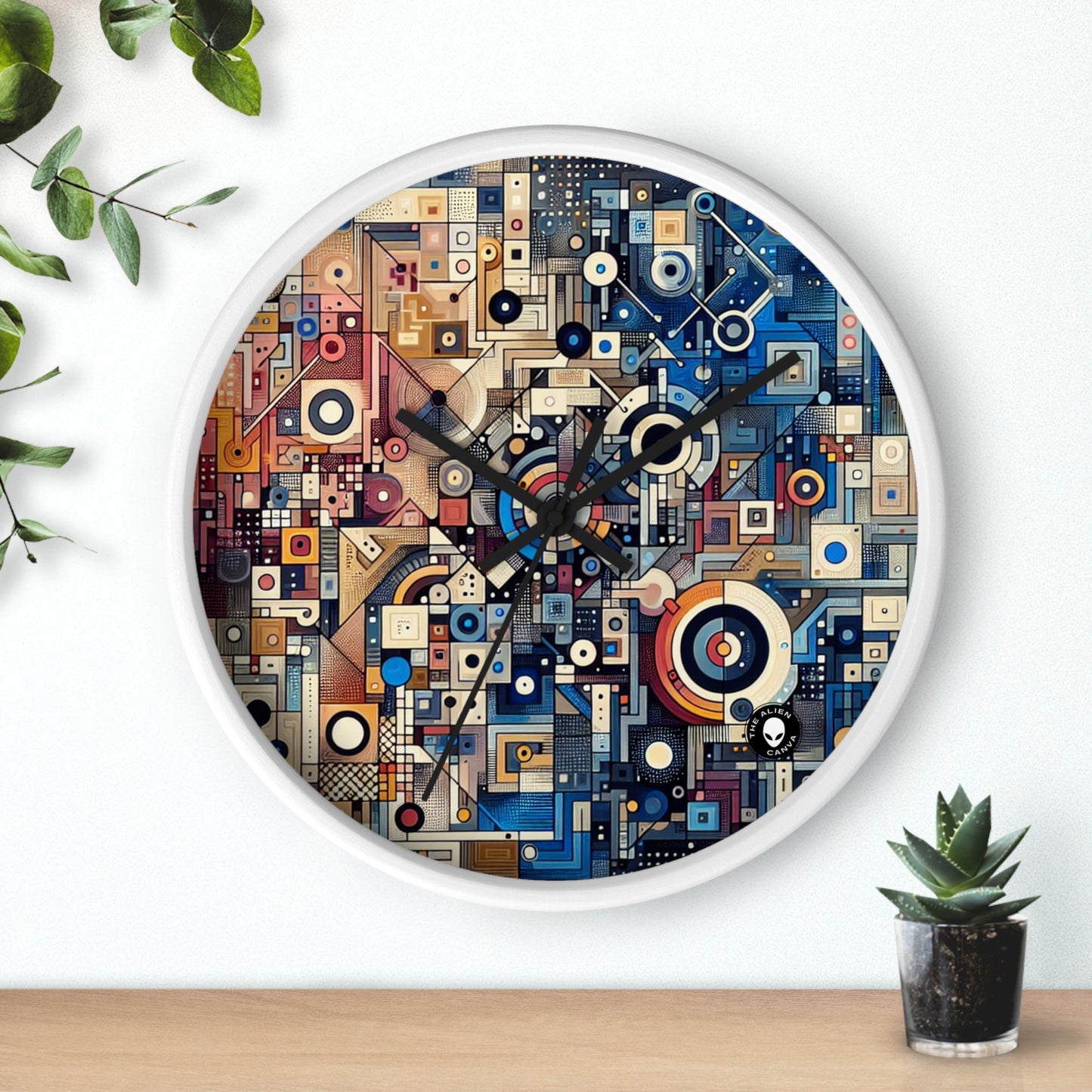 "Corazones conectados: el amor en la era digital" - Arte conceptual del reloj de pared alienígena