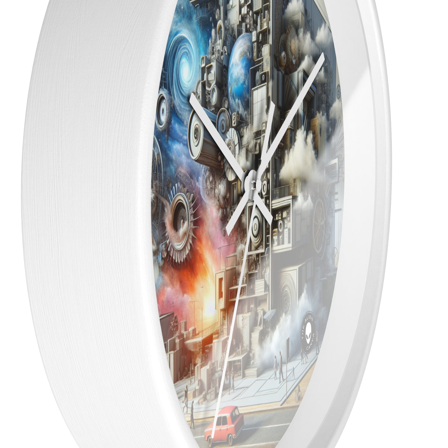 "Transformaciones simbólicas: realismo conceptual en objetos cotidianos" - El reloj de pared alienígena Realismo conceptual