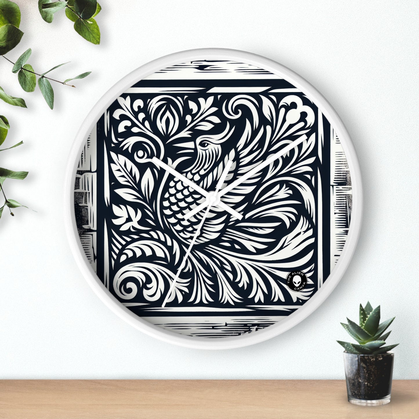 "Elements in Unison: A Woodcut Exploration" - The Alien Wall Clock Woodcut Printing