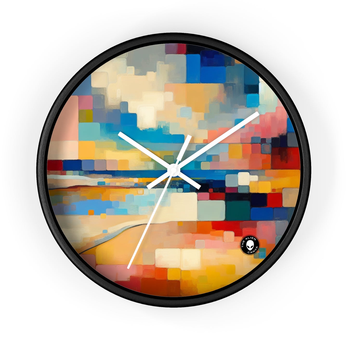 "Sunset Serenity: Peinture de champs de couleurs pastel doux" - La peinture de champs de couleurs de l'horloge murale Alien