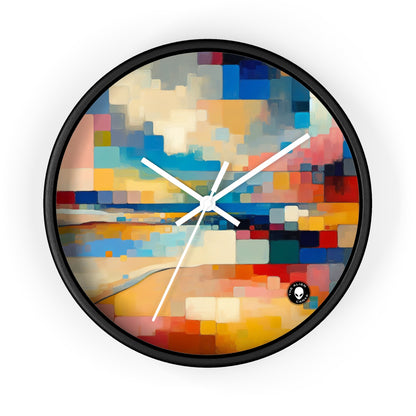 "Sunset Serenity: Pintura de campo de color pastel suave" - ​​La pintura de campo de color del reloj de pared alienígena