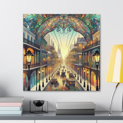 "Vivid Splendor: A Picture of New Orleans's French Quarter" - The Alien Canva Art Nouveau Style