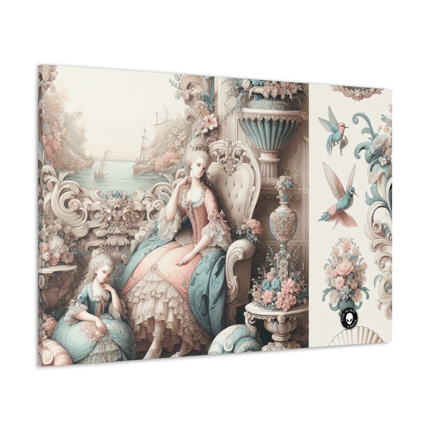 "Enchantement dans les jardins pastel : princesse féerique rococo" - The Alien Canva Rococo