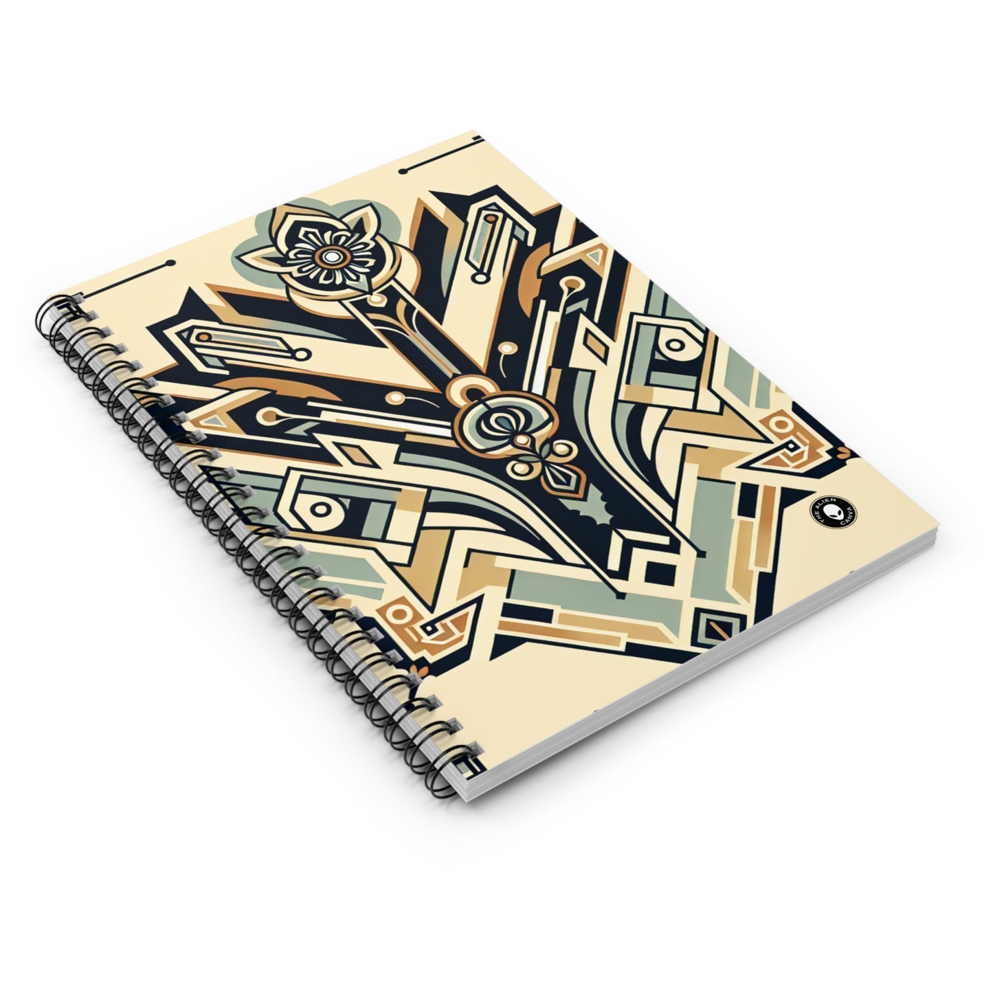 "Glamorous Nights: An Art Deco Cityscape" - The Alien Spiral Notebook (Ruled Line) Art Deco